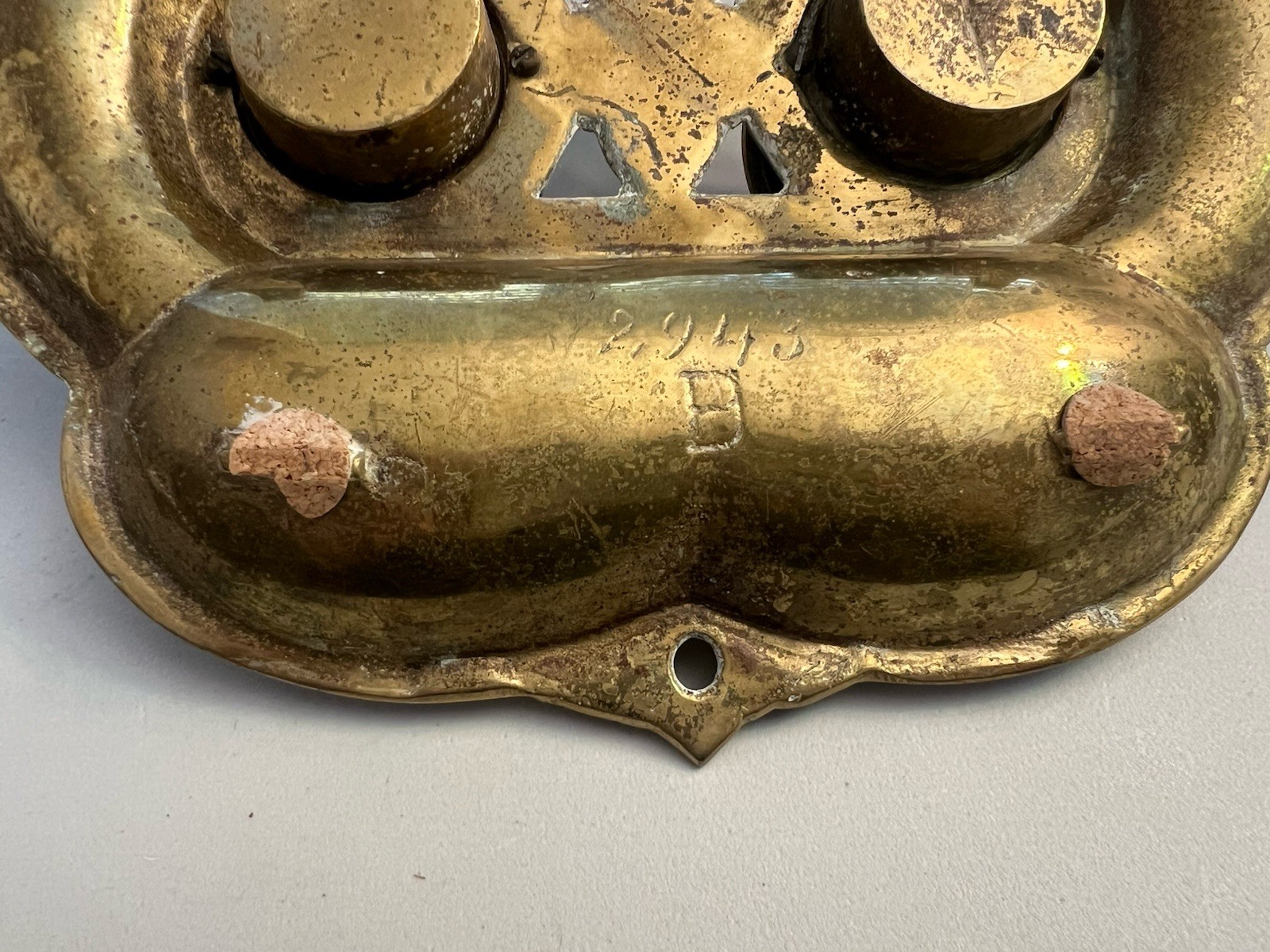 Vintage Gilded Cast Brass Art Nouveau Elephants Ornate Double Inkwell