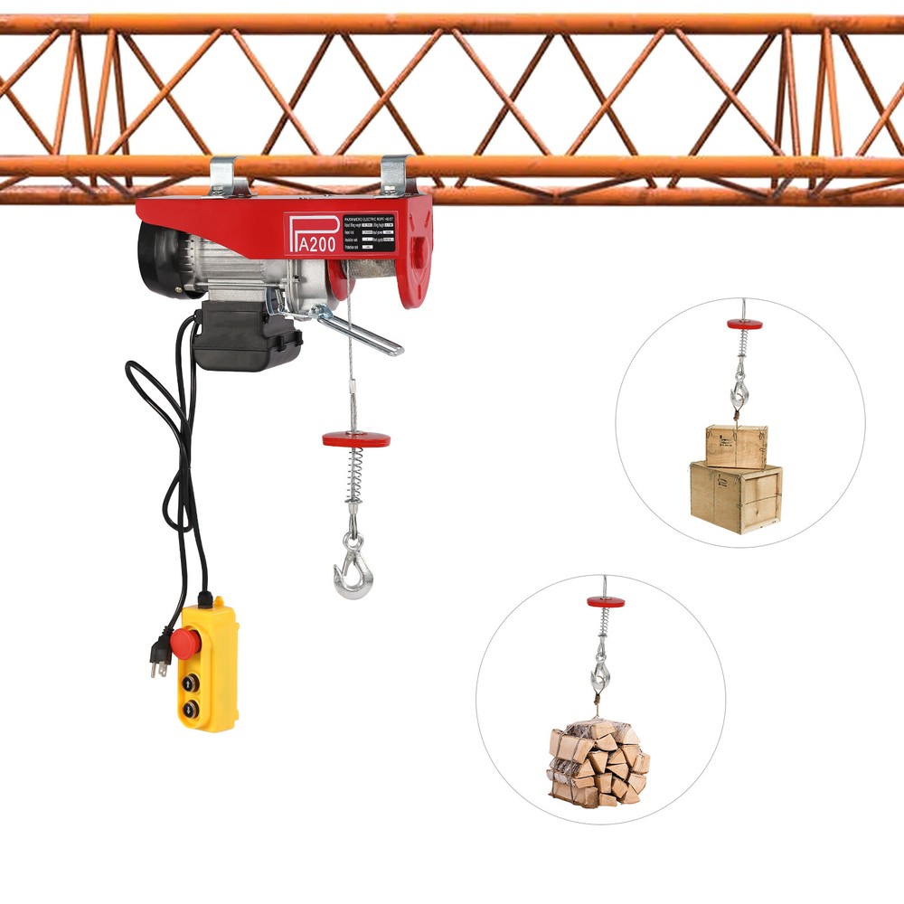 440LBS Electric Hoist Winch Engine Crane with Remote Control 110V