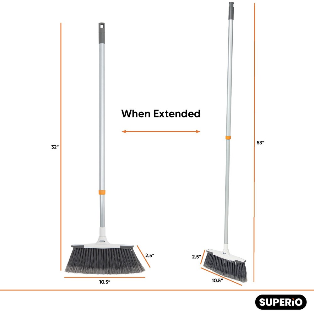 Superio Slim Angle Broom with Dustpan with Extendable Handle 53" Long