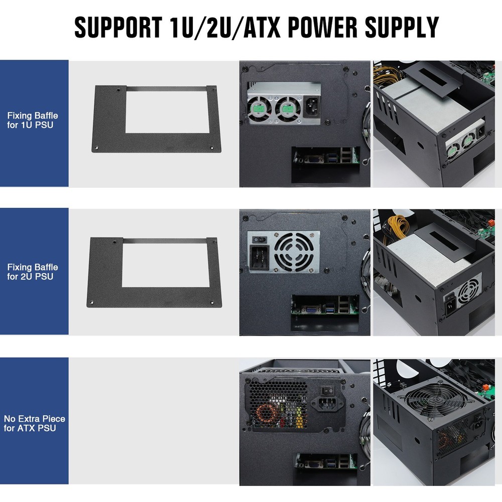 ETH BTC Mining Rig Case 8 GPU Ports Mining Frame W/ Mining Motherboard CPU RAM