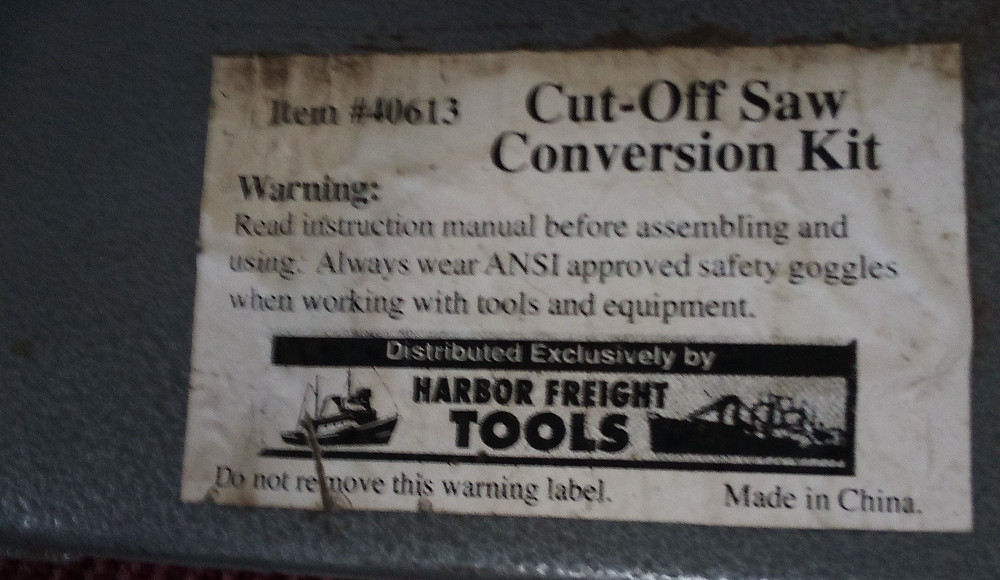 Harbor Freight 40613 Mini Bench Top Cut-Off Saw Conversion Kit
