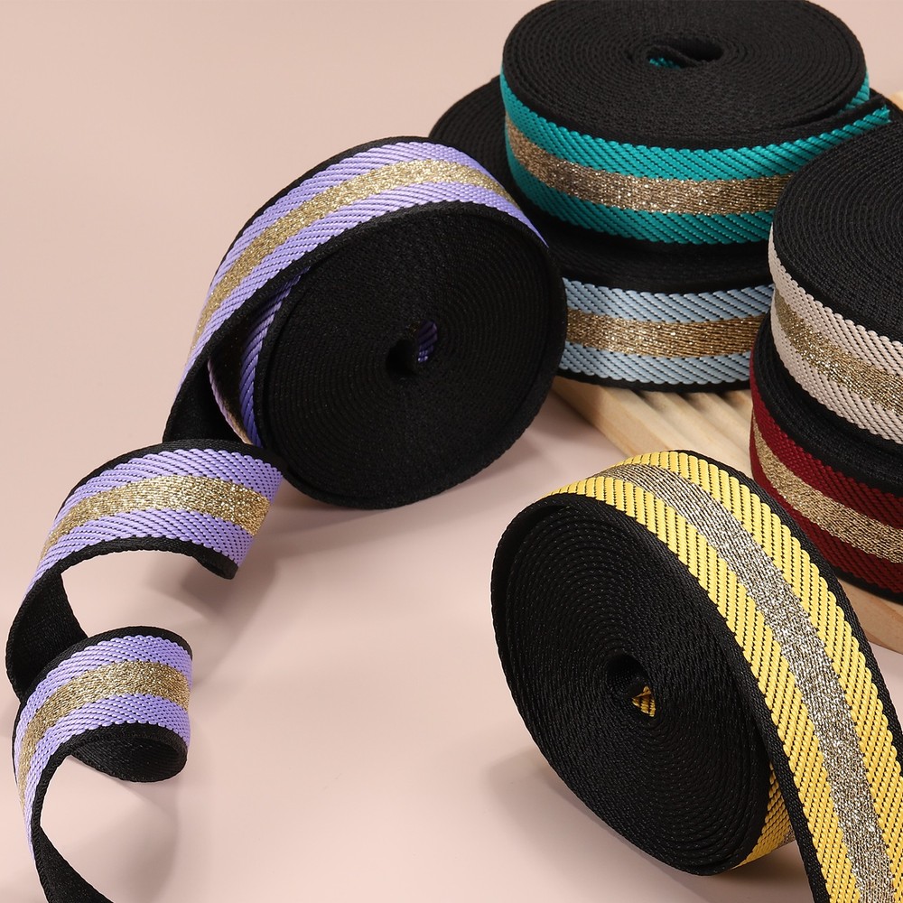 5Yards Nylon Webbing Strap, 38mm Striped Webbing Bag Strap, Wine Red