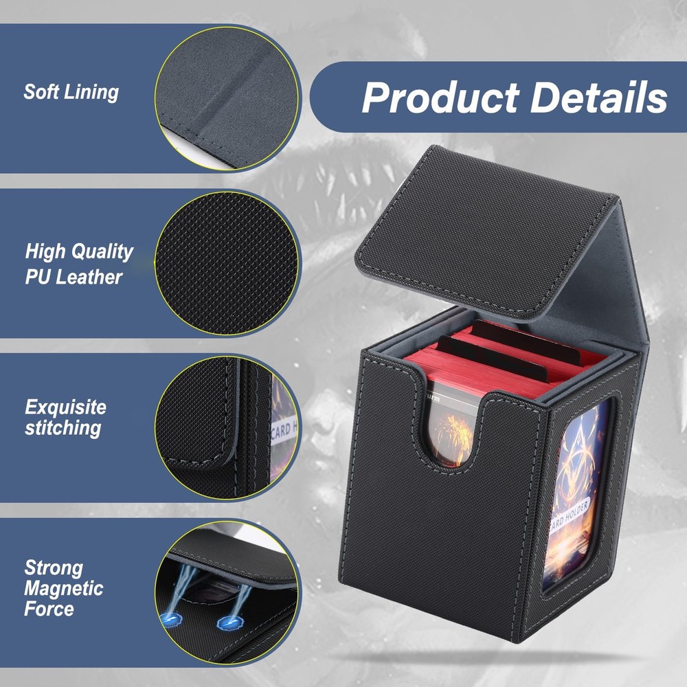 Stepane MTG Deck Box, Double Display 120+-With Windows, Black/Grey