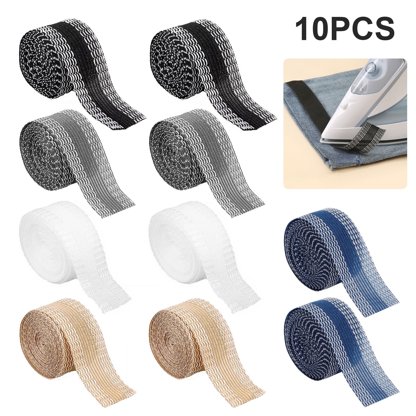 10 Iron-On Hemming Tape Fabric Fusing Strip for Clothing Repair