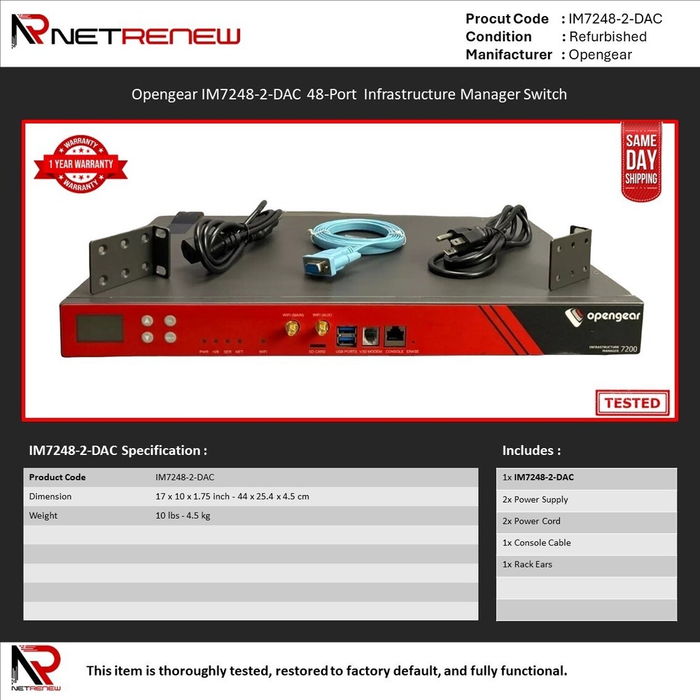Opengear IM7248-2-DAC 48-Port Infrastructure Manager Switch