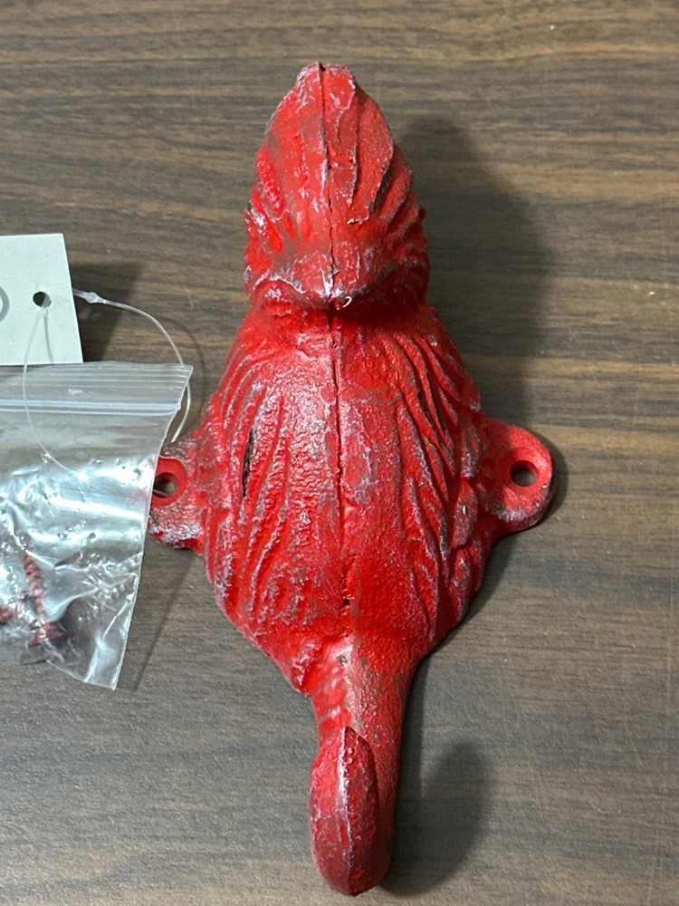 Abbott Collection Rustic Red Cast Iron Cardinal Wall Hook