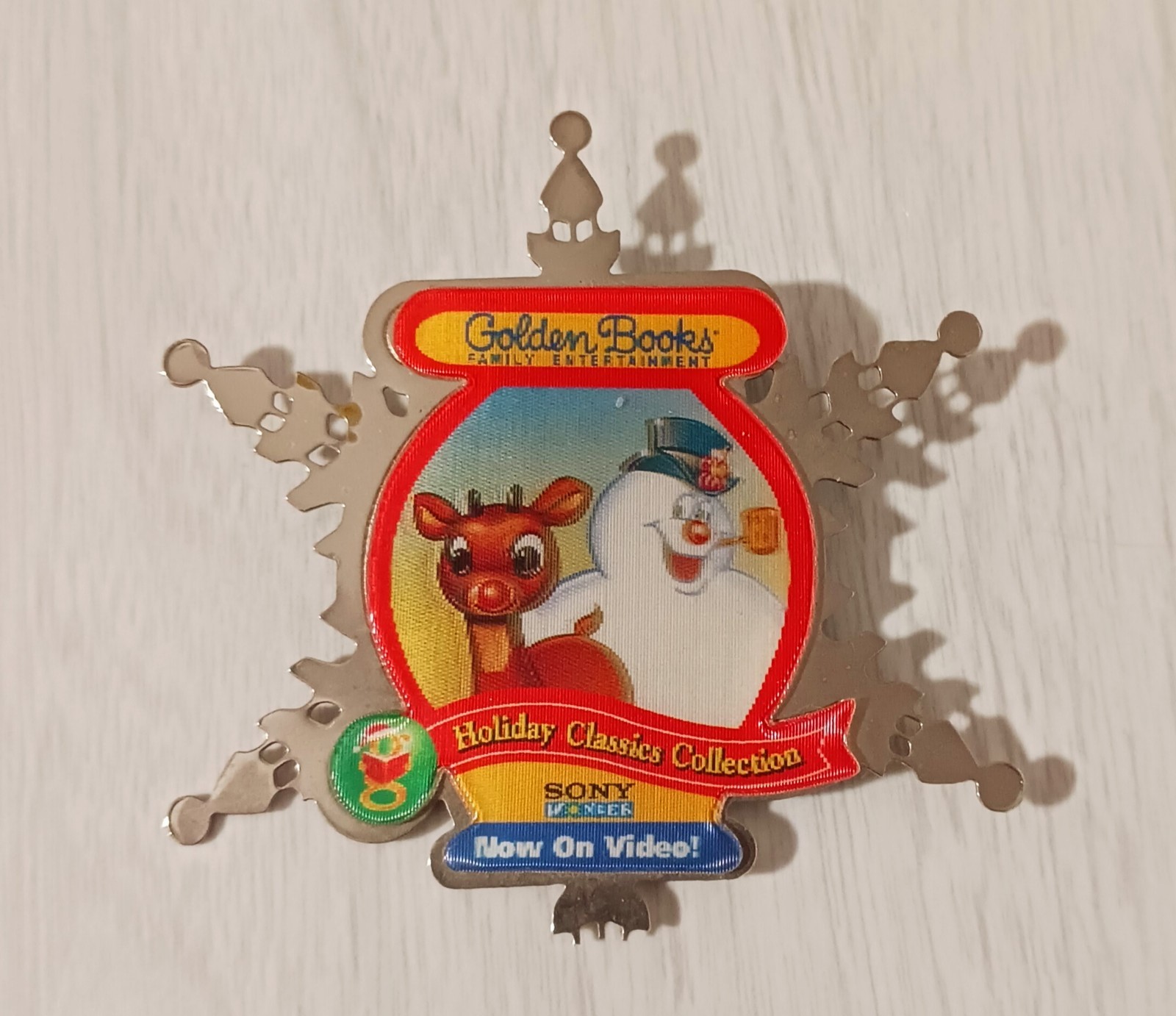 Vintage Christmas Reticulated Frosty The Snowman Rudolph Advertising Pin