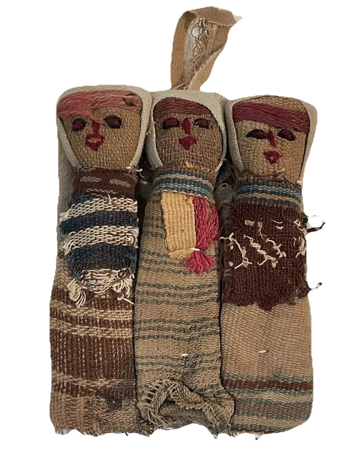 Vintage Peruvian Chancay Burial Cloth Textile Dolls Folk Art Circa 1950 -1960's