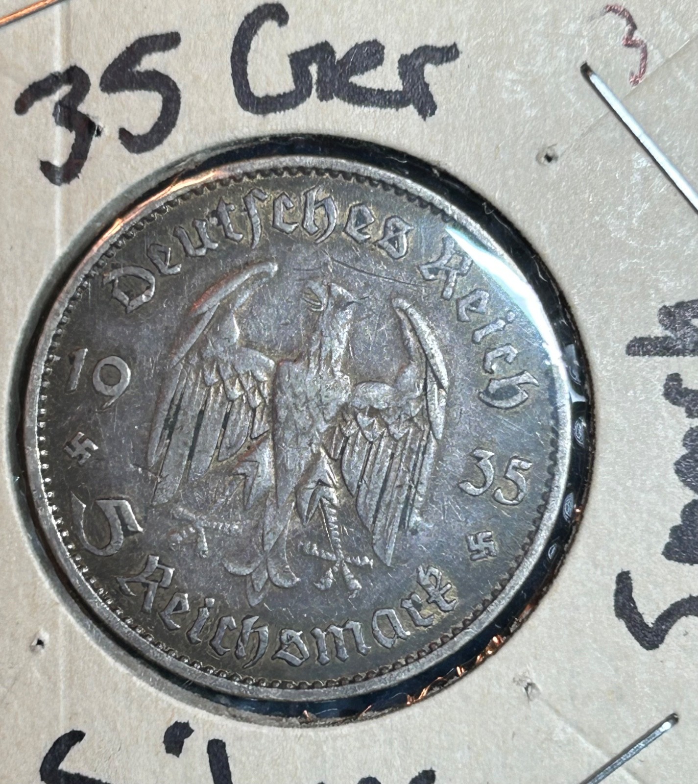 Lot of 4 WWII 5 Mark German Silver Coin Potsdam Reichsmark Fineness .900