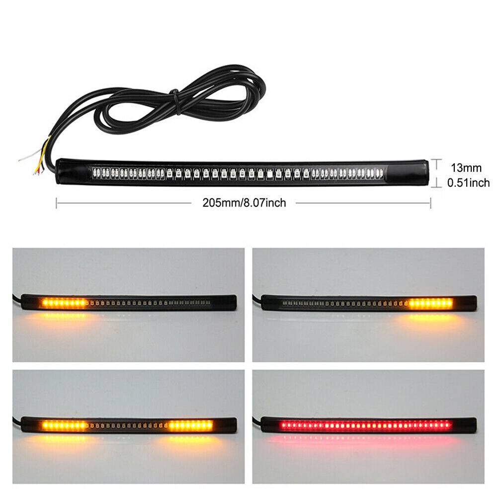 2pc Flexible Motorcycle LED Strip LED Brake Stop Turn Signals Running Tail Light