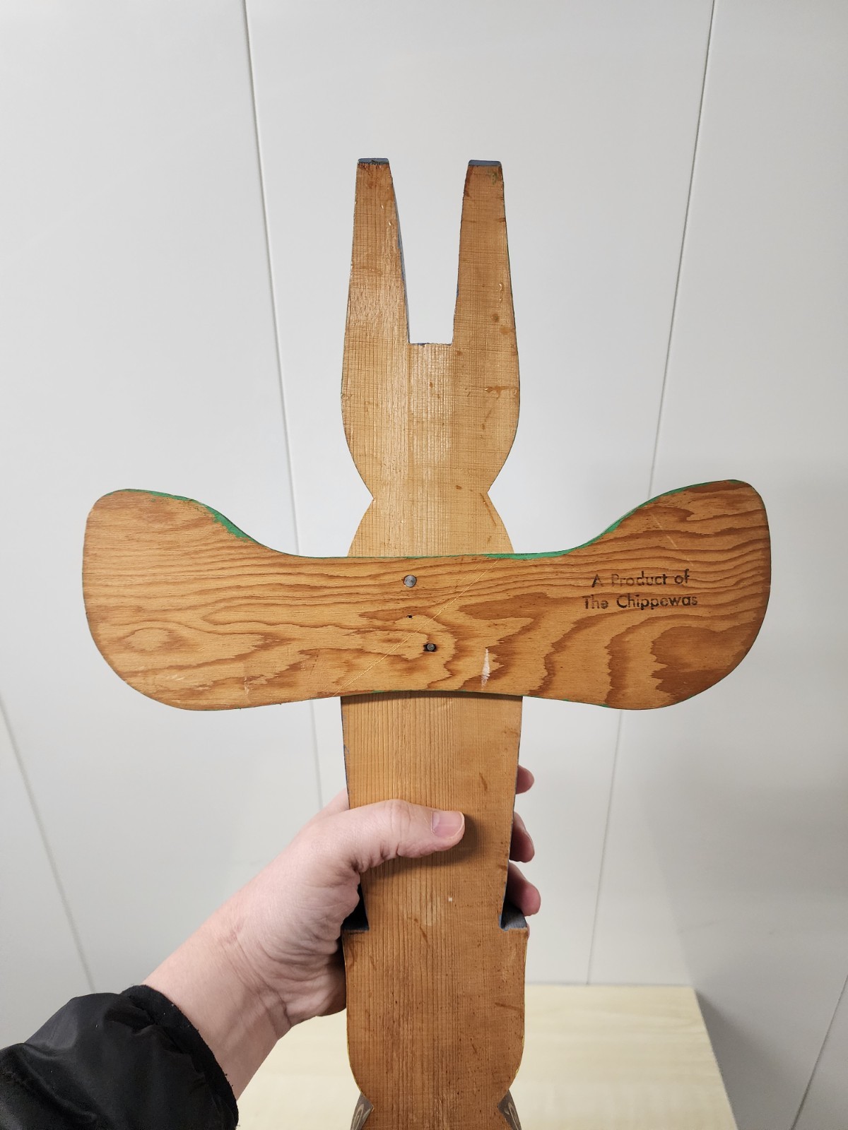 Large Vintage Carved Totem Pole 25" Tall Chippewa Native American Indian