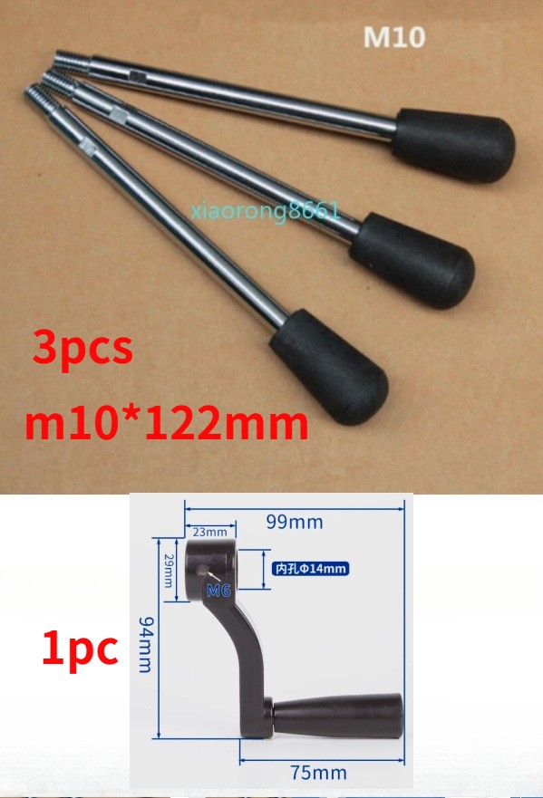 3PCS M10 122mm Thread Handle + 1PC Crank Handle