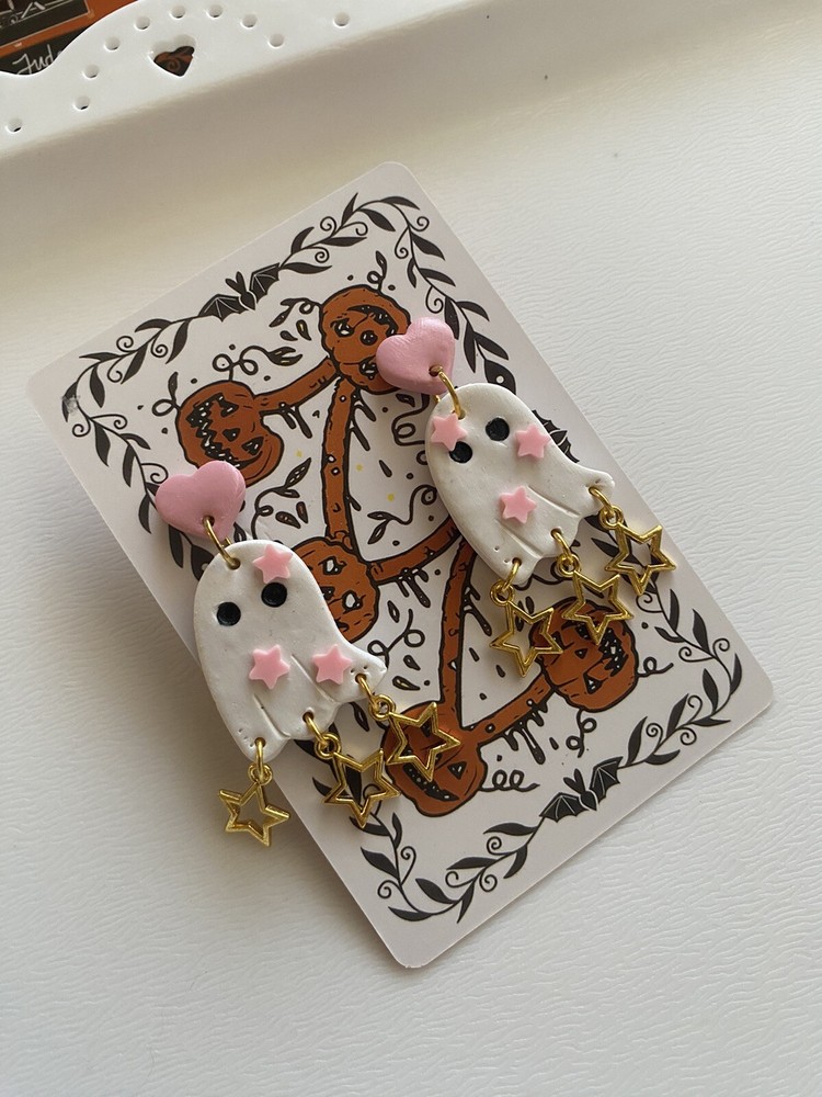 Polymer Clay Earrings/ghost/stars/halloween