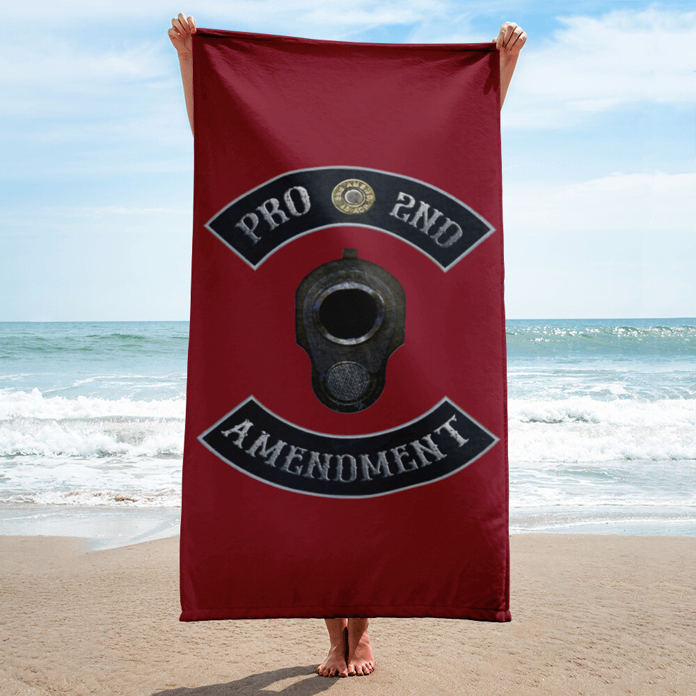 Beach Bathroom Towel Pro 2nd Amendment with M1911 Muzzle