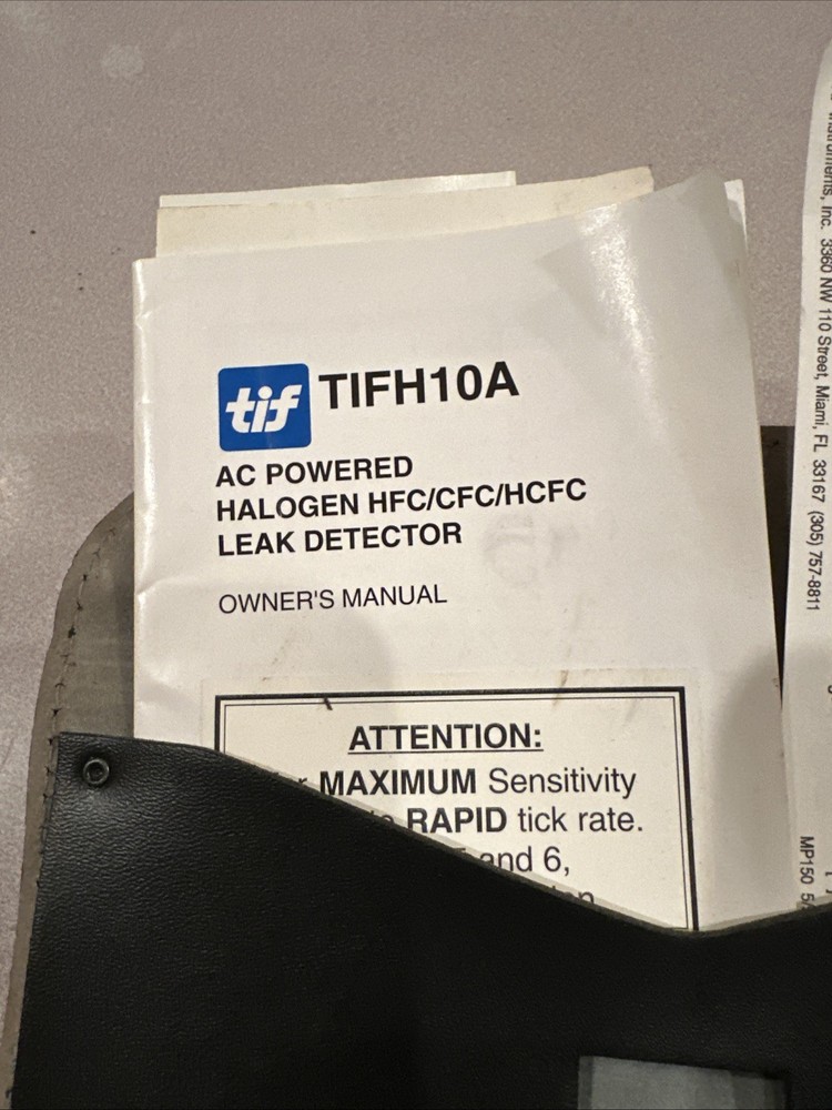 TIF Instruments Inc. Halogen Leak Detector Type H - 10A