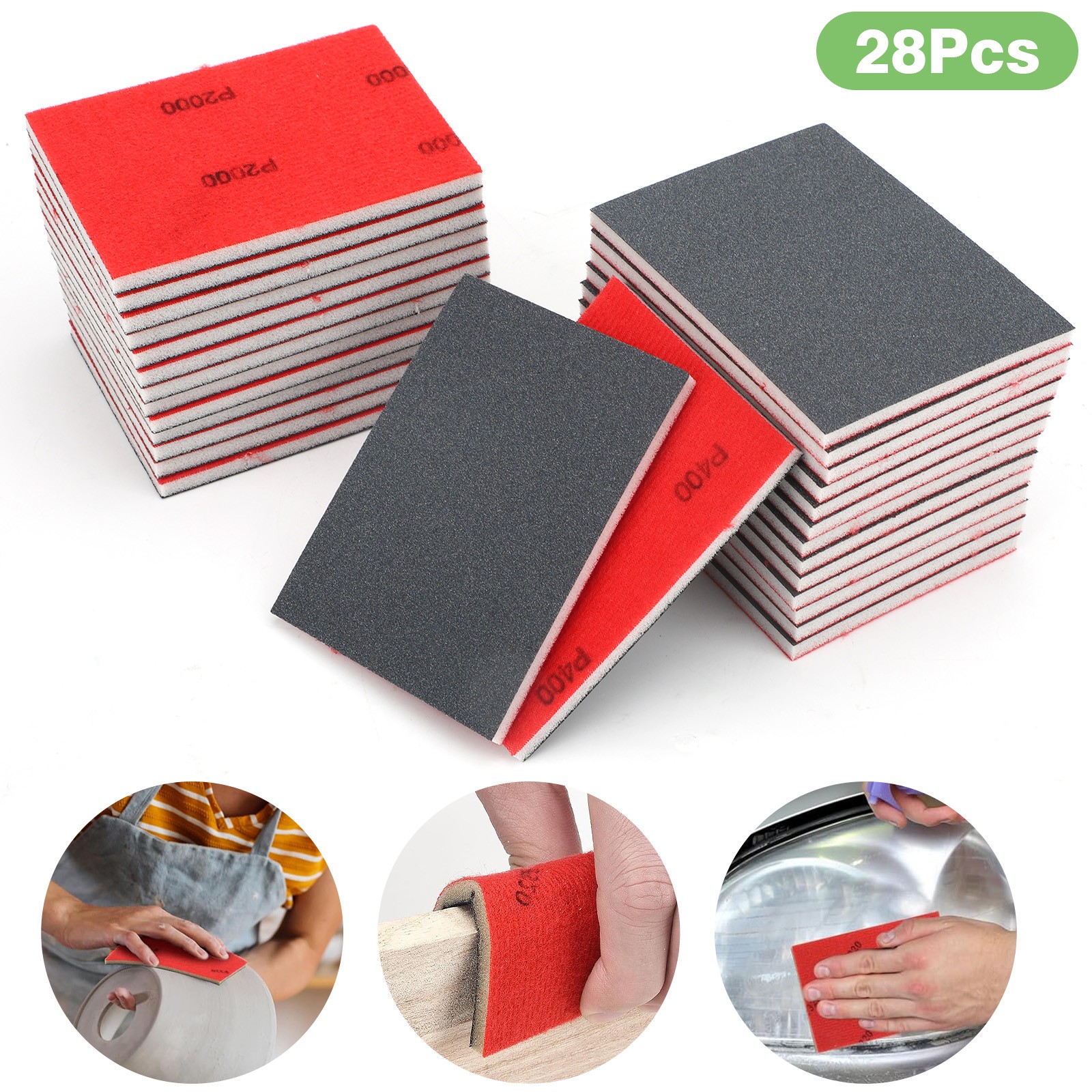 28x Sanding Sponges Set 180-3000Grit Ultra Fine Foam Sandpaper Block Wet Dry Pad