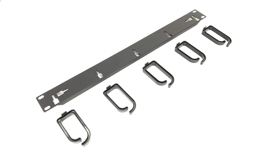 - 5 Pack 1U 19” Server Rack Cable Management Panel w/D-Ring Hooks - 1U Horizo...