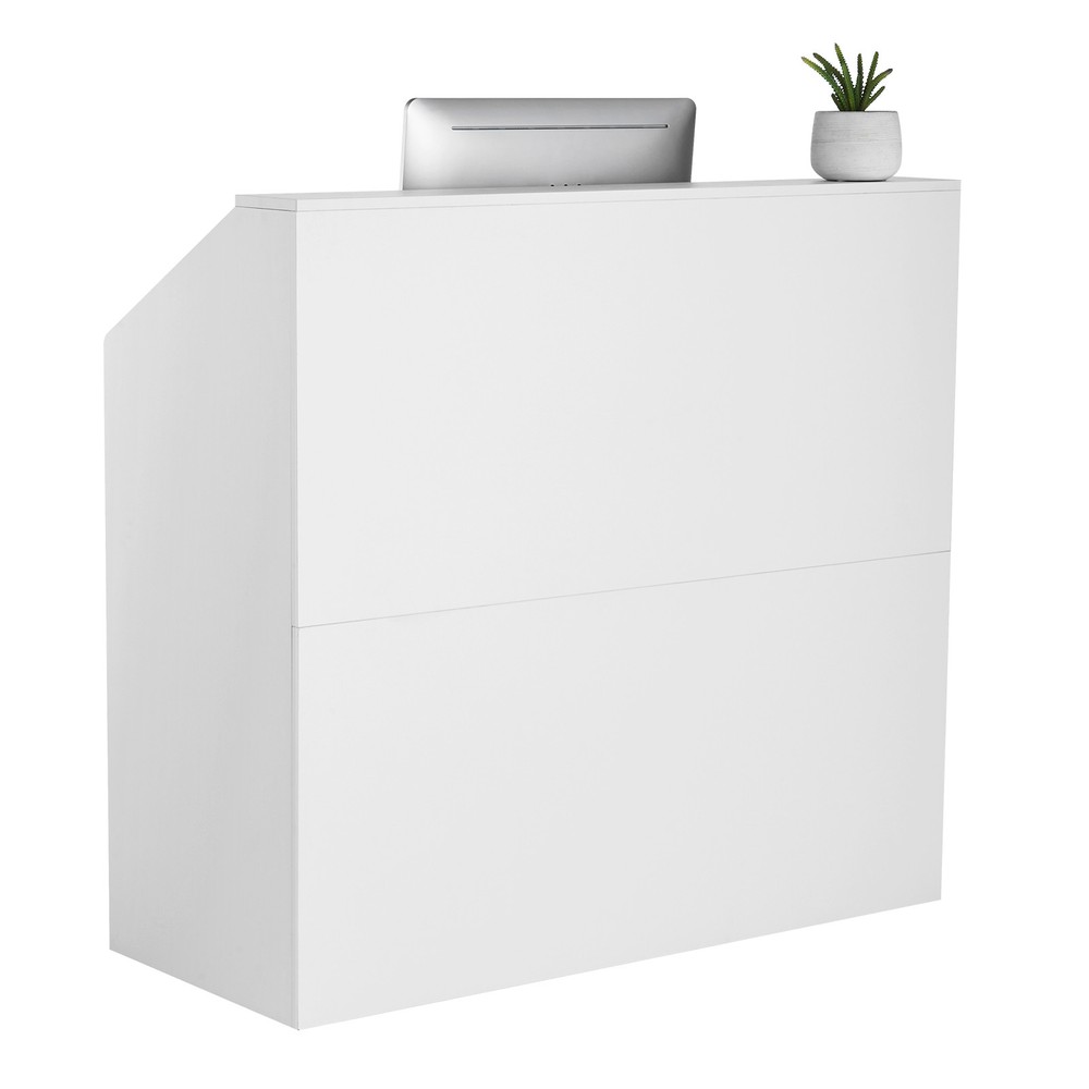 Uimoso Reception Desk Rectangular Front Counter Table 46.46in White Office Table