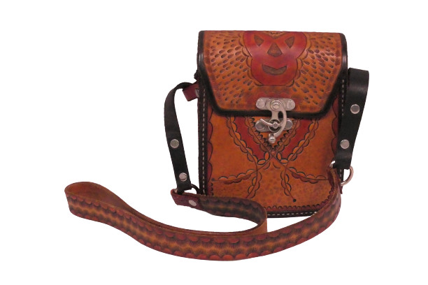 Tooled Leather Messenger Bag