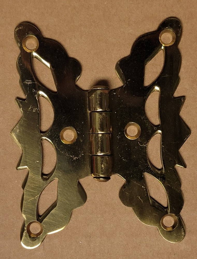 Vintage Solid Brass 3/8" Offset Butterfly Cabinet Hinge H-4A
