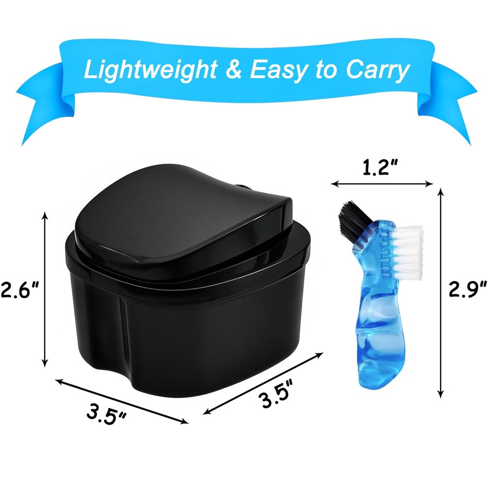 Black Denture Soaking Container Partial Case, Orthodontic