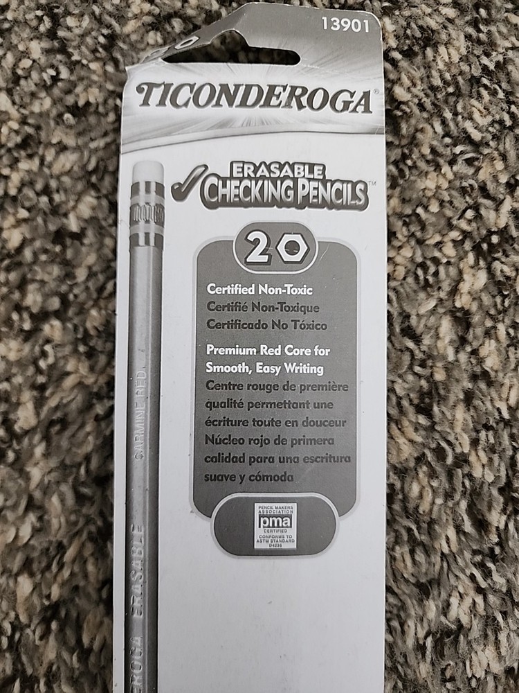Ticonderoga Erasable Red Checking Pencils, 2 Pack #13901