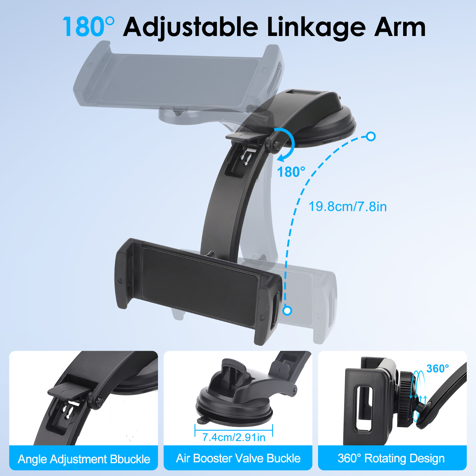 Car Phone Tablet Holder Suction Cup Windshield Dashboard Mount for iPhone iPad