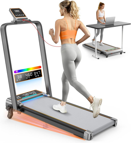 Walking Pad Treadmill with 12% Incline Panel Control+Display, Silver