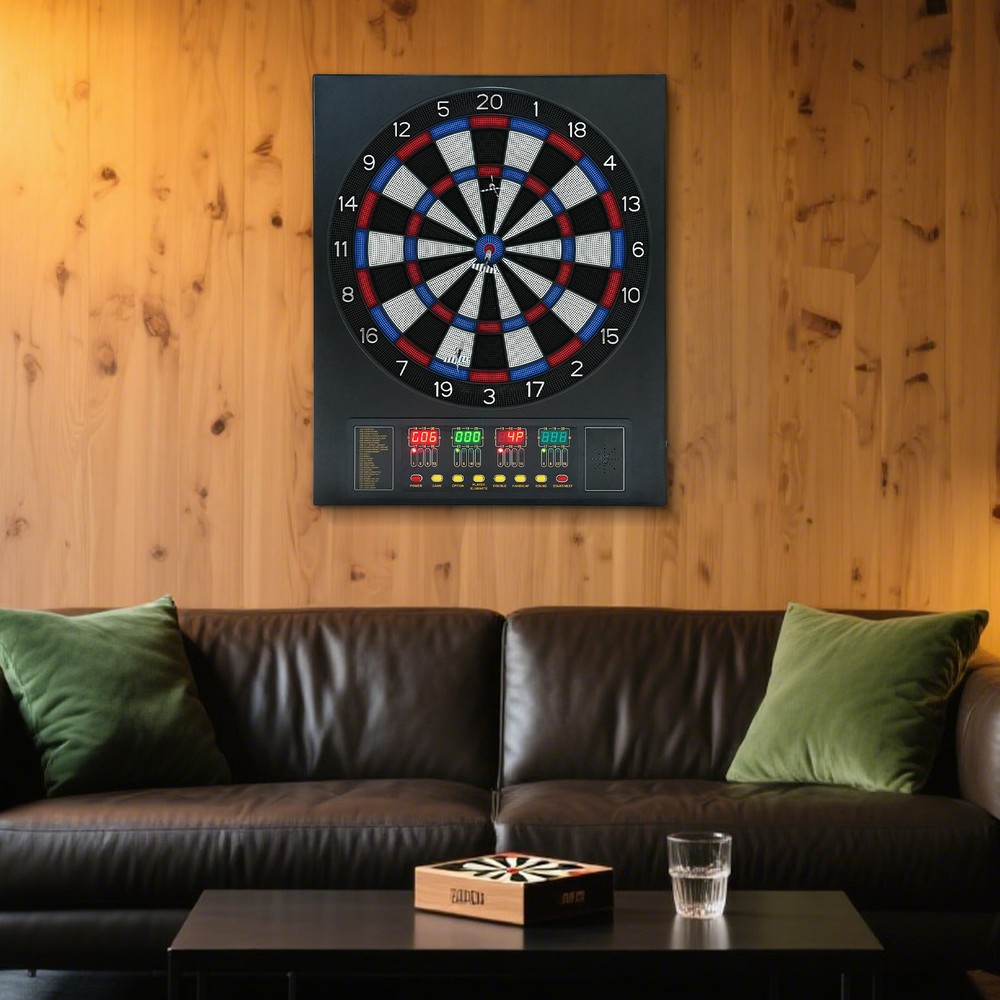 Electronic Scoring Dartboard with 12pcs Soft Darts Set Automatic Scoring Black