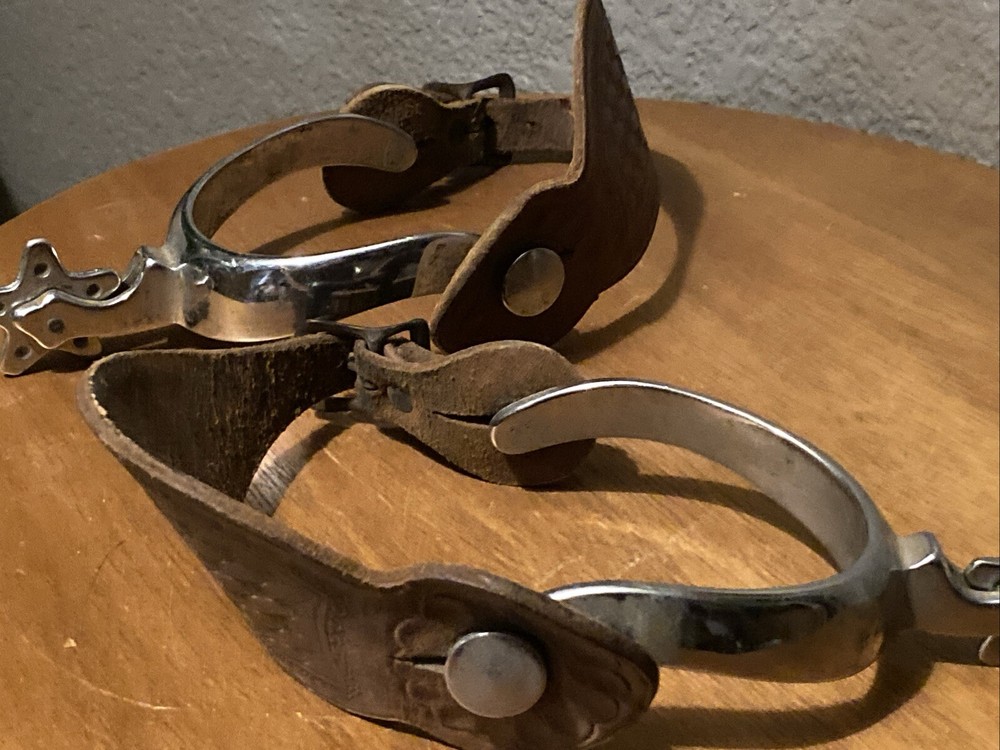 Vintage Spurs Hand Tooled Leather