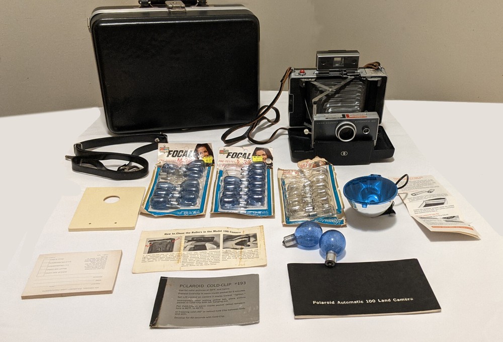Polaroid Vintage Automatic 100 Land Camera with Flash Manual Case and MORE
