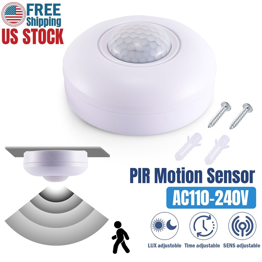 Mini Motion Sensor Light Switch, PIR Infrared Sensor, Time Delay, for LED, Bulb
