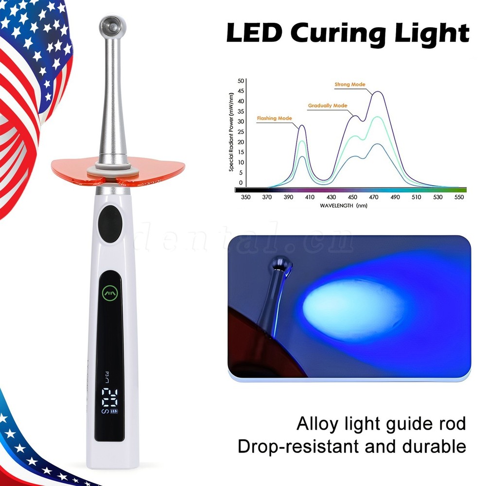 Dental Wireless LED Curing Light 1 Second Cure Lamp 4 Modes US