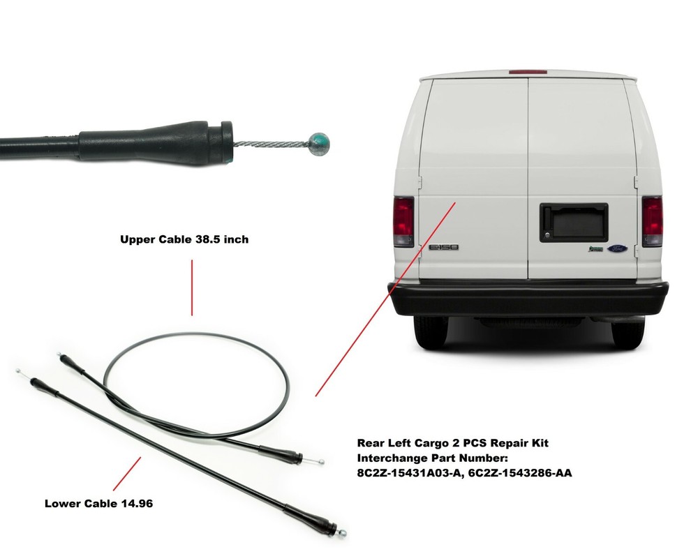 NEW Cargo Door Latch Release Actuator Cable Ford Van Econoline