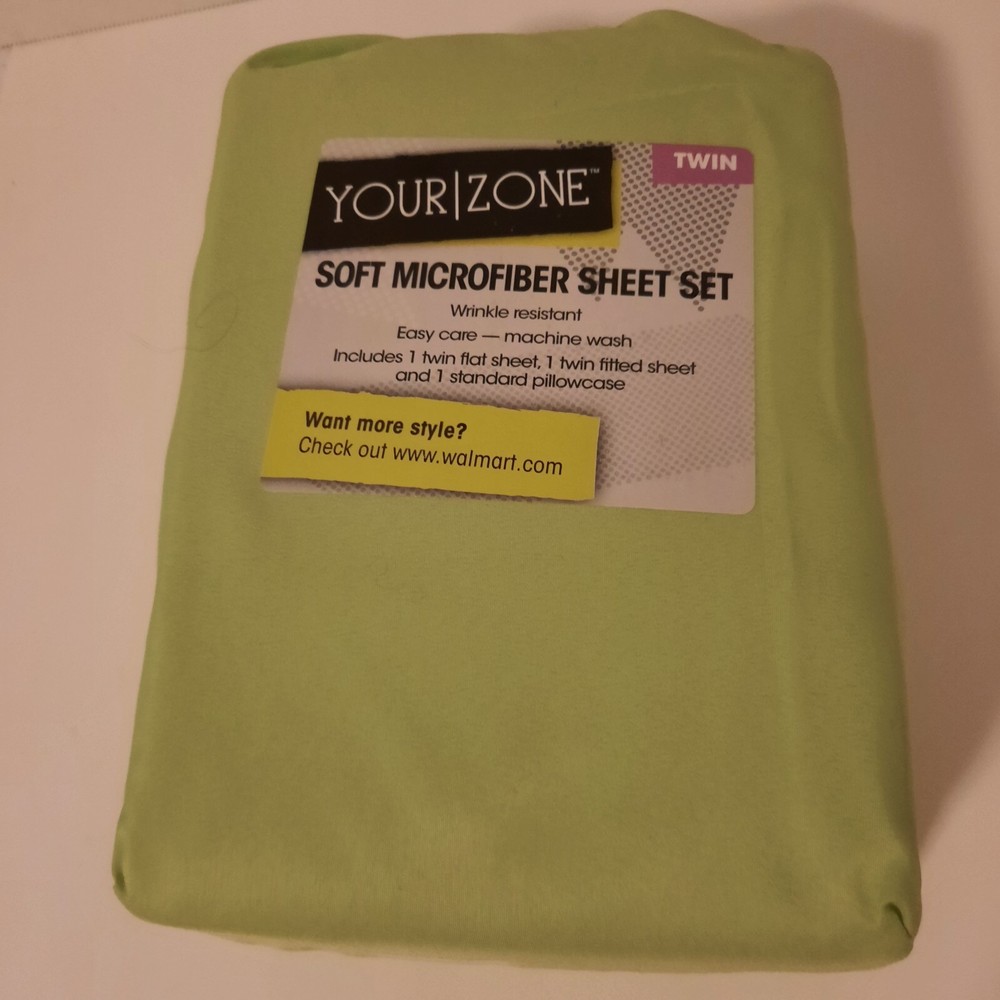 Your Zone Twin Sheet Set Soft Microfiber In Lime Apple Green