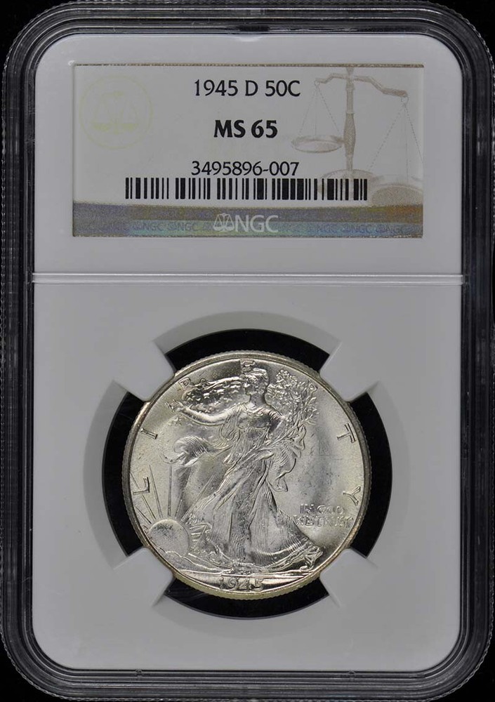 1945-D Walking Liberty Half Dollar 50C NGC MS65