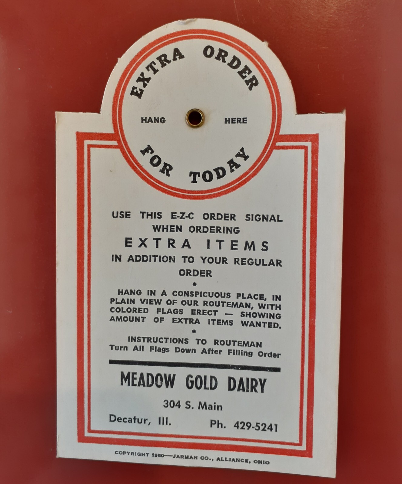 Dated 1950 Vintage MEADOW GOLD Dairy Milk Man order card Decatur IL LQQK!