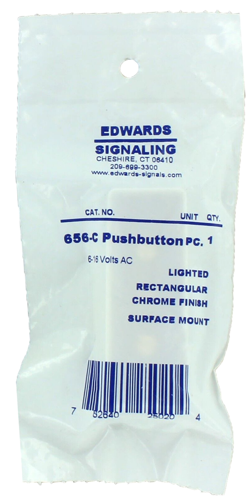 Edwards Signaling 656-C Deluxe Low Voltage Illuminated Pushbutton - ChromeFinish