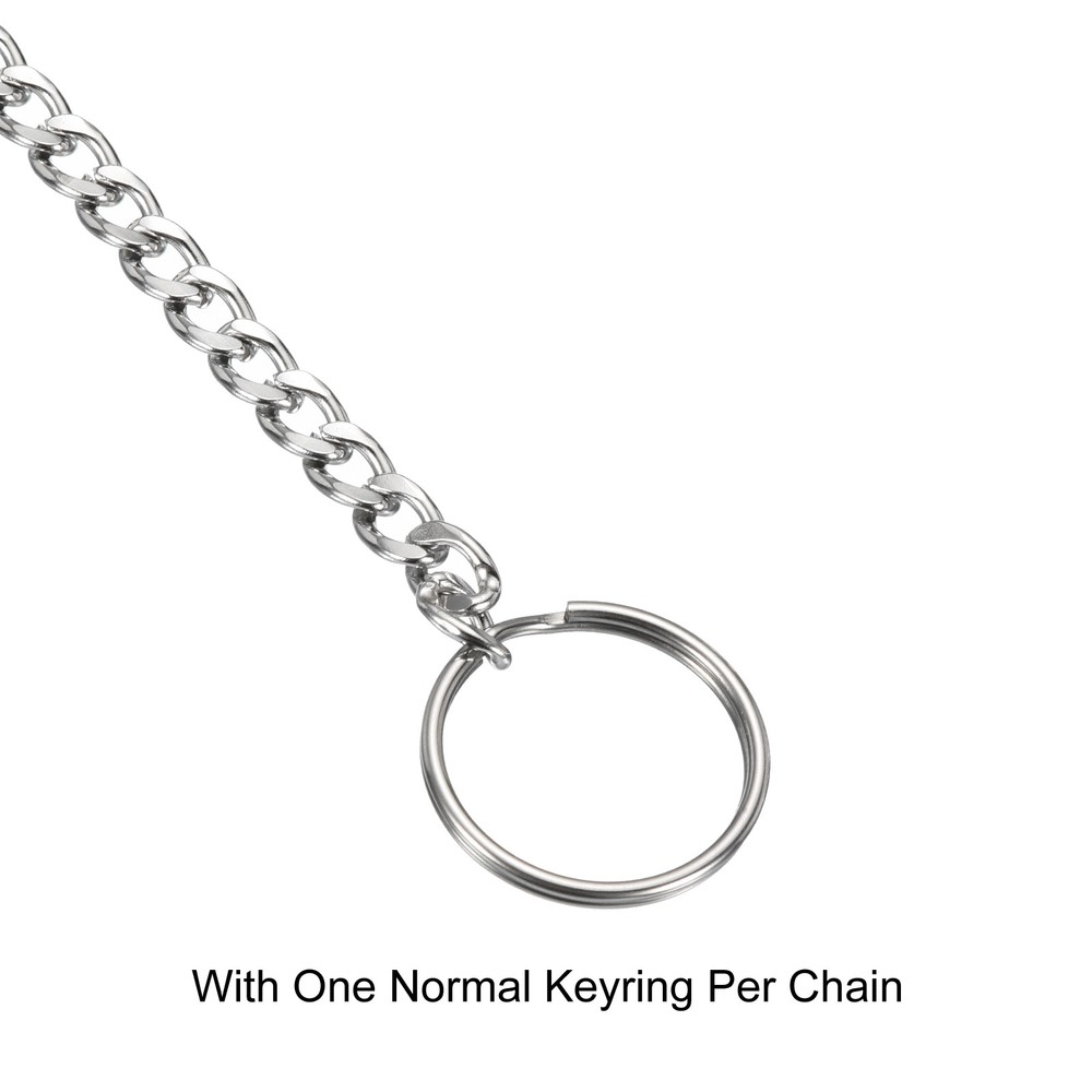 2pcs 10" Flat Key Chain with Keyring Clasp Stainless Steel Loop, Silver