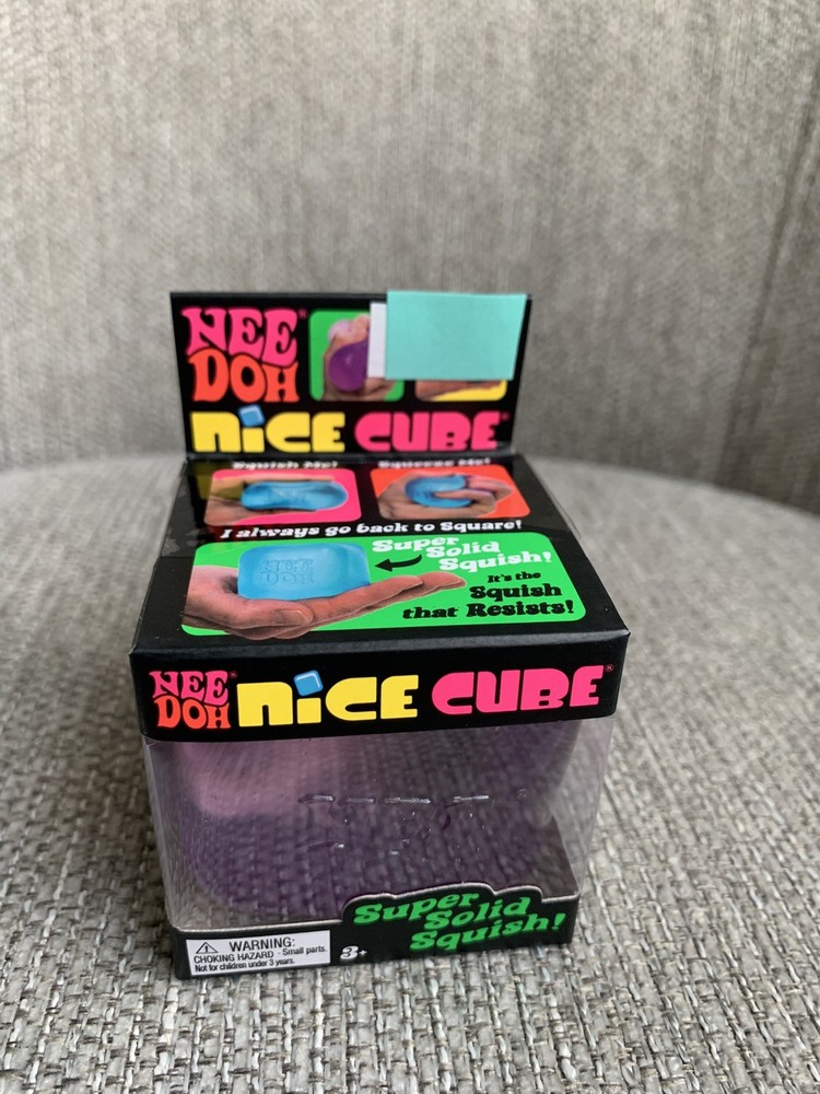 Nee Doh Nice Cube Super Solid Squish Squeezable Stress Reliever Toy Purple