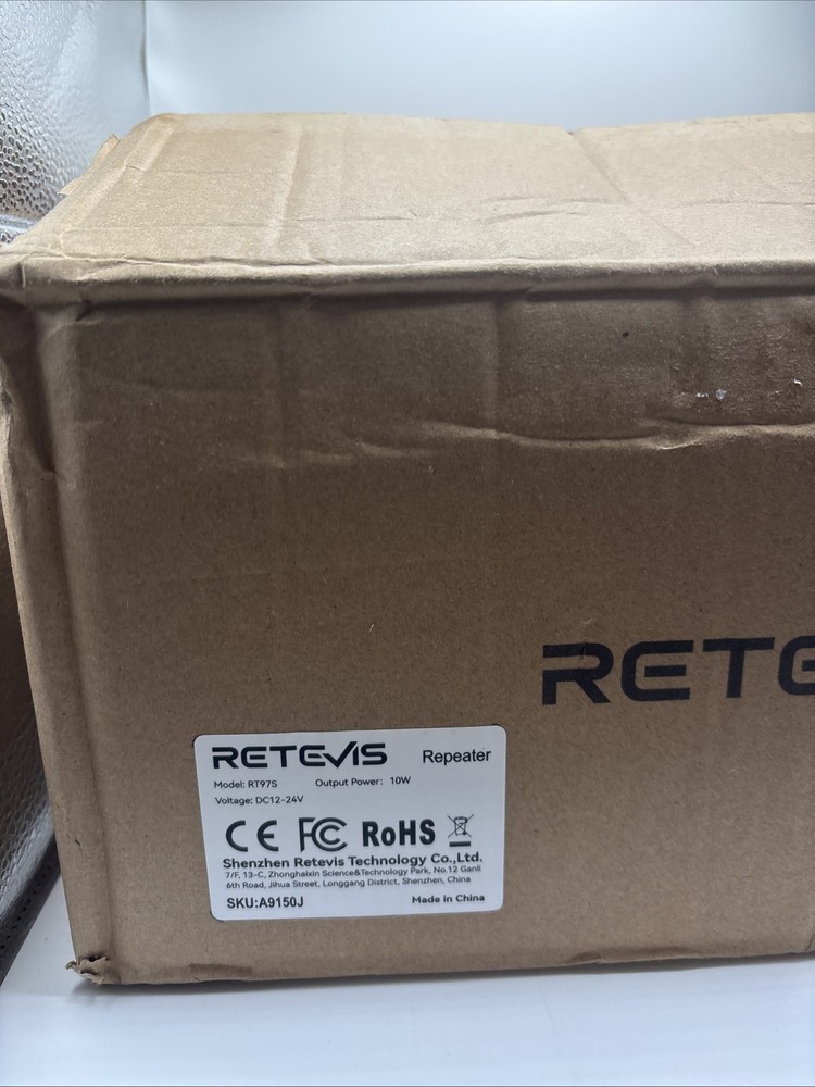 Retevis RT97S UHF 10W Portable Repeater US w/ Power & Program Cable