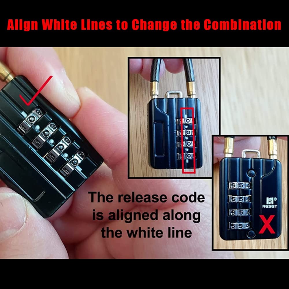 -200 (2 Pack) 4-Digit Combination Flexible Cable Padlock, 12 inch (30 cm) Lon...