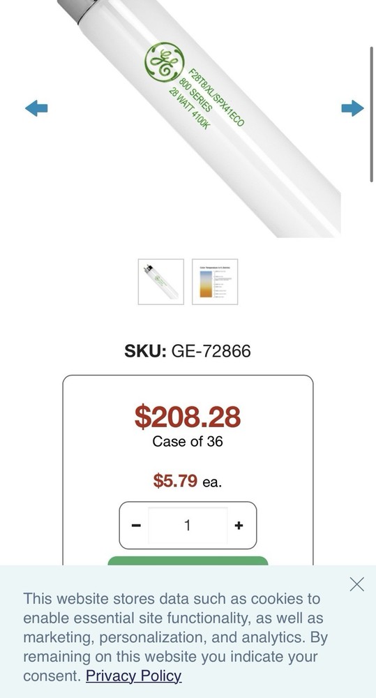 GE Flourescent Tube 28 Watts 36 Pcs