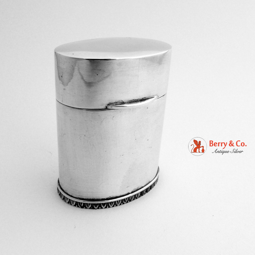 Oval Match Safe Box Italian 800 Standard Silver