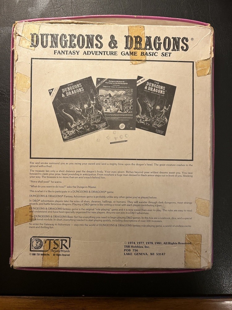 Dungeons & Dragons BASIC SET TSR 1011 Purple Box Set 1980 Module B2 Promos VG