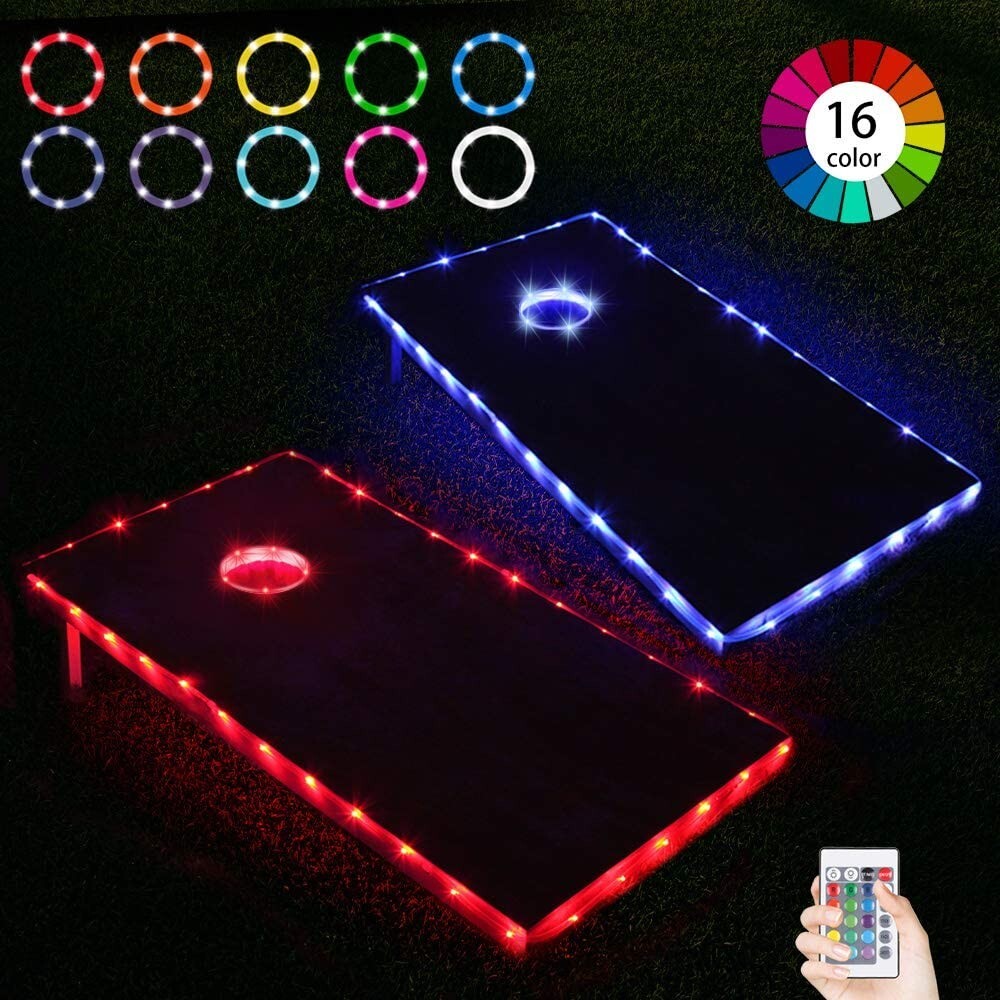 LED Cornhole Lights for Board Edge Hole Ring Remote Control 16 Color Change 2PCS