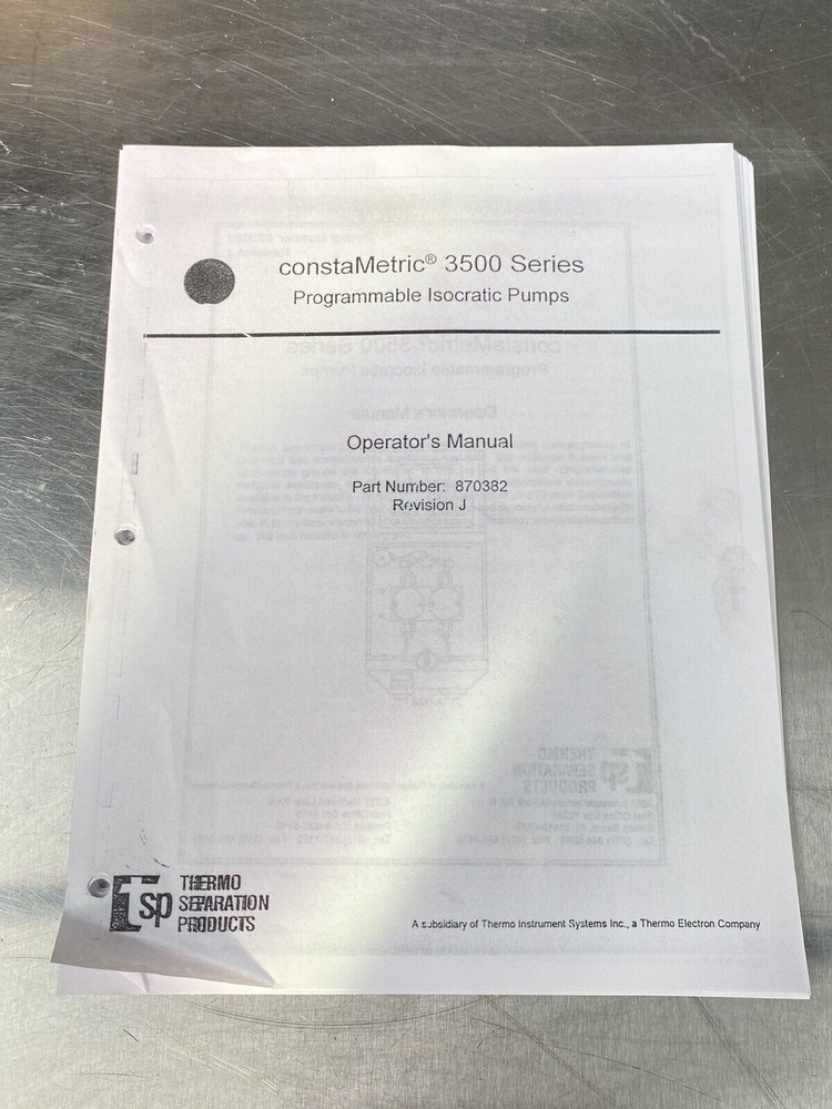 Thermo Separation Products Constametric 3500 Series Pumps - Users Manual / Book