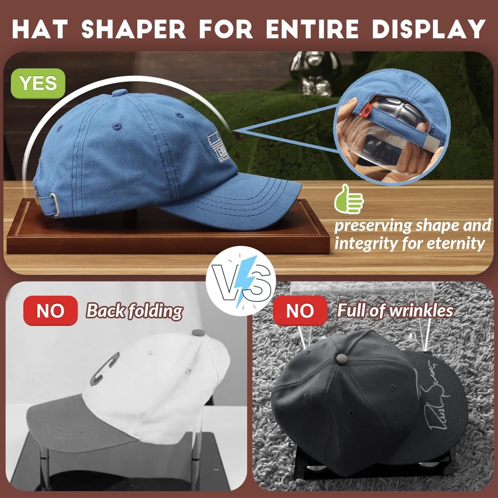 Hat Display Case Clear Acrylic Baseball Cap Display Box Stand UV Protection S...
