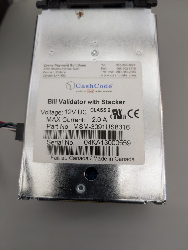 Cashcode CPI Bill Money Validator Acceptor BNA Note MSM EQ MSM3091US8319 Vending