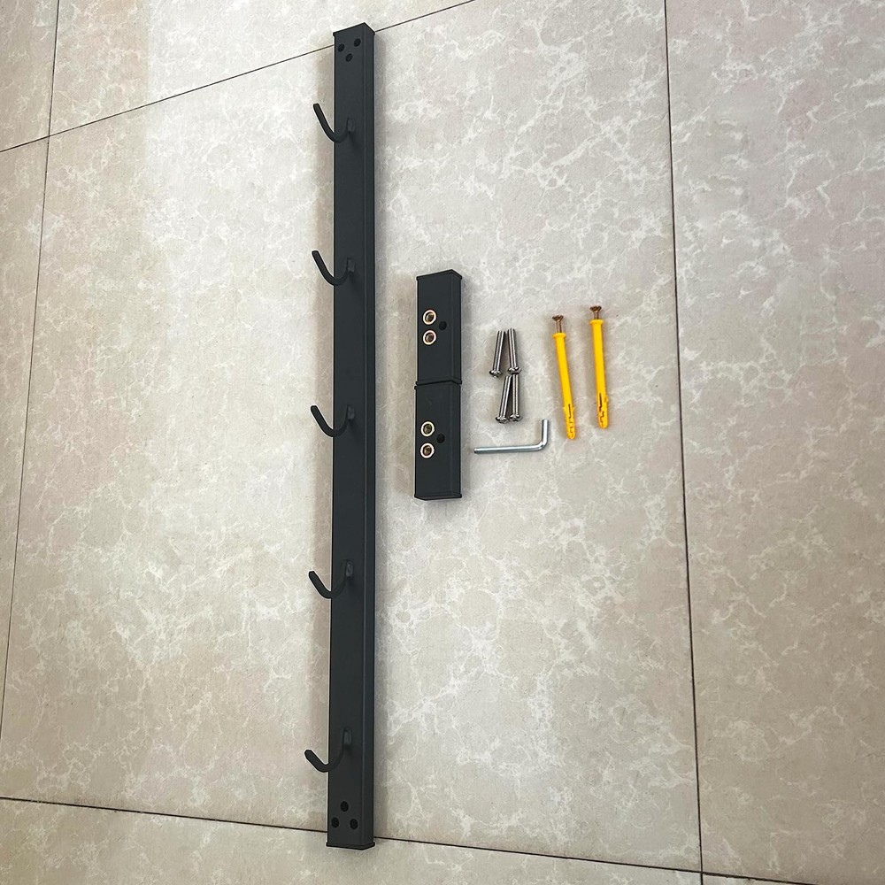Wall Mounted Lat Pull Down Bar Organizer Hooks Home Gym Storage Rack Cable
